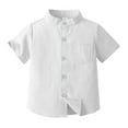 thumbnail image 1 of Kiijoy Big Boys Short Sleeved Shirt Casual Solid Color Button Down Shirt, Sizes 3-13, 1 of 3