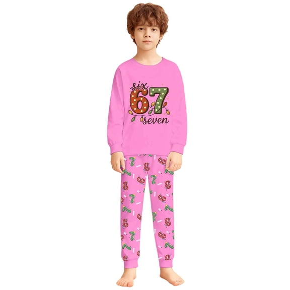 Kiijoy Big Boys Snug Fit Pajamas Long Sleeve Top Pants Sleepwear Outfits, Sizes 7-8