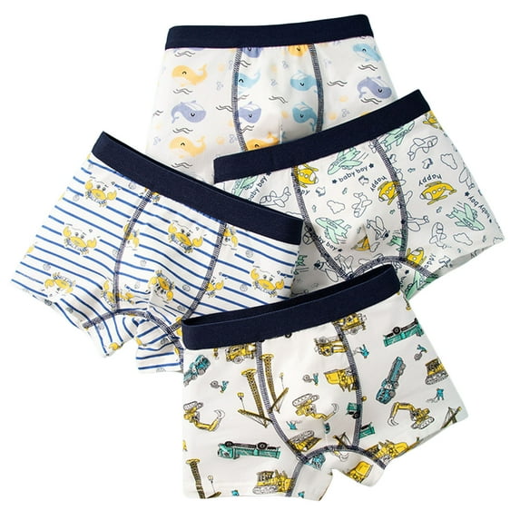 Kiijoy Big Boys Stretch Boxer Briefs Full Print Soft Underwear, 4-Pack, Sizes 11-12
