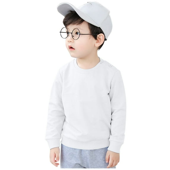 Kiijoy Big Boys Sweatshirt Unisex Solid Color Crewneck Pullover Sweatshirt, Sizes 7-8