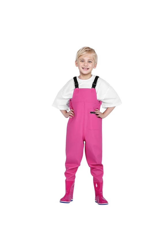 Big Boys Waterproof Overalls with Rain Shoes Water Strap Jumpsuit, Sizes 7-8