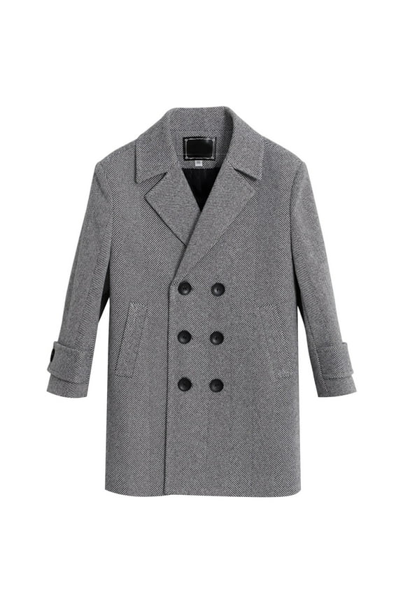 Big Boys Wool Blend Jacket Fall Winter Long Trench Coat Overcoat, Sizes 10-11