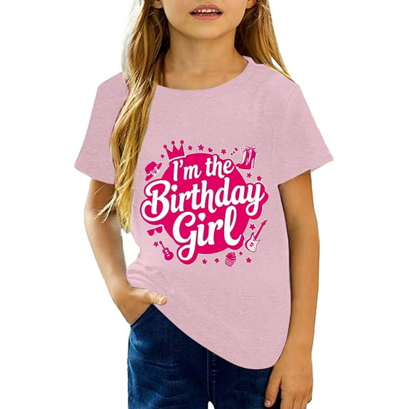 Kiijoy Big Girls Birthday T-Shirt Letter Print Short Sleeve T Shirt Tee, Sizes 10-11
