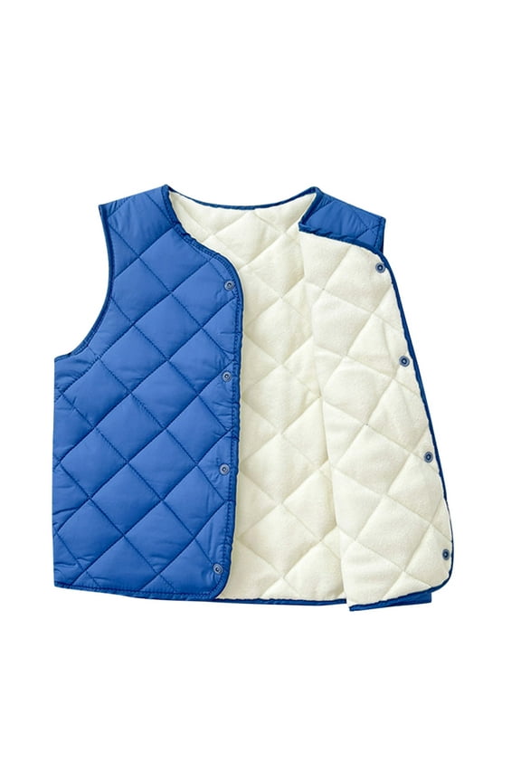Big Girls Boys Quilted Vest Solid Casual Thermal Underwear Vest Sleeveless Coat