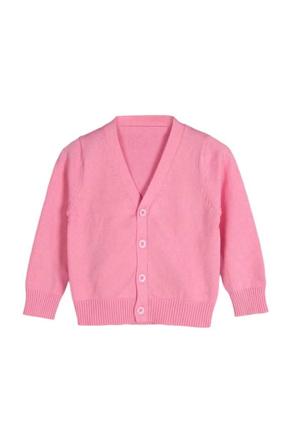 Big Girls Cardigan Sweater Solid V Neck Button-Down Knitwear Coat, Sizes 8-9
