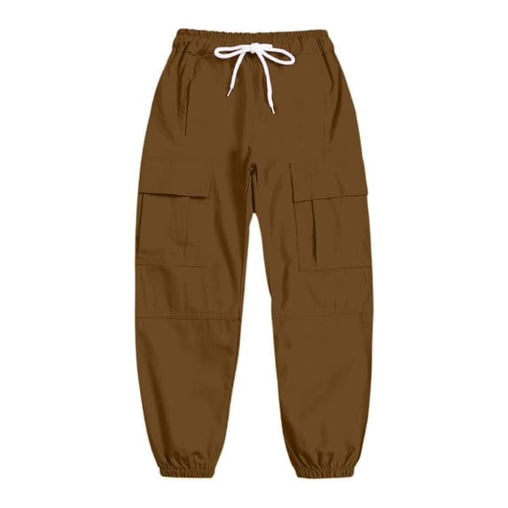 Kiijoy Big Girls Active Cargo Pants Cotton Sweatpants Cotton Casual Joggers, Sizes 9-10