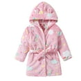 thumbnail image 1 of Kiijoy Big Girls Cartoon Flannel Hooded Bathrobe Sleepwear Robe with Belt, Sizes 7-8, 1 of 6