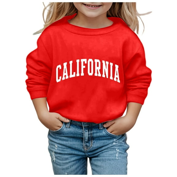 Kiijoy Big Girls Casual Sweatshirt California Print Crewneck Pullover Top, Sizes 8-10