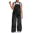thumbnail image 1 of Kiijoy Big Girls Denim Overalls Casual Wide Leg Jumpsuit Denim Dungarees, Sizes 8-9, 1 of 4
