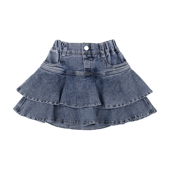 Kiijoy Big Girls Denim Skort High Rise Short Flared Jean Skirt with Built-In Shorts