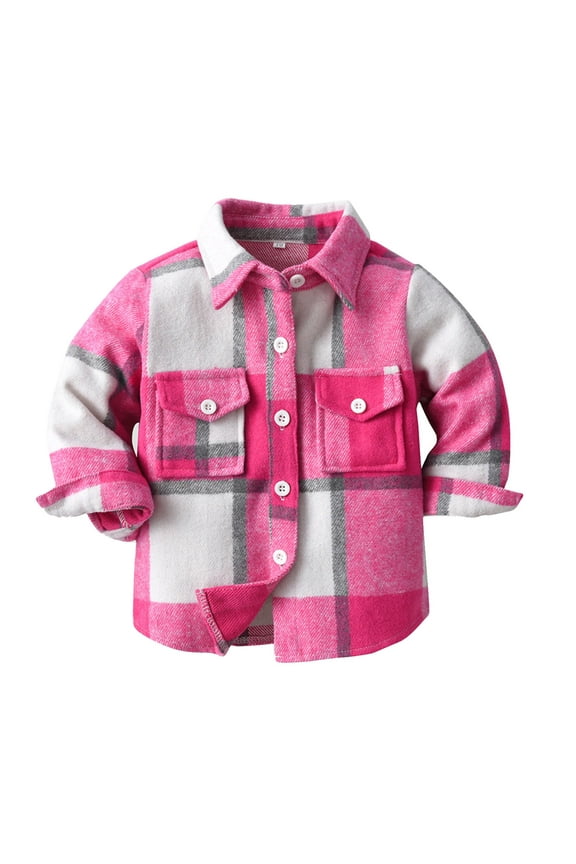 Big Girls Flannel Plaid Shirt Fall Button Down Jacket Cardigan Coat, Sizes 9-10