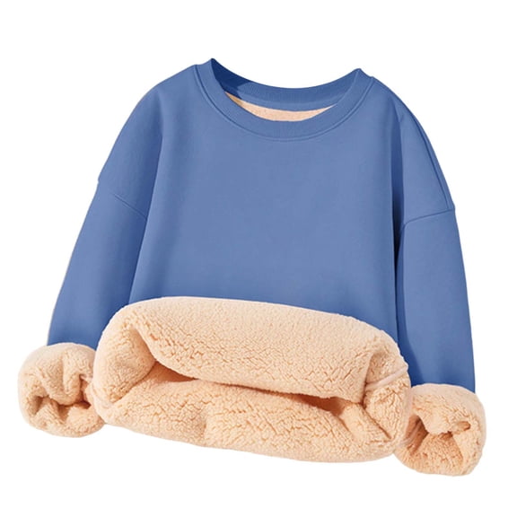Kiijoy Big Girls Fleece Pullover Sweatshirt Winter Warm Crewneck Sweatshirt, Sizes 8-9