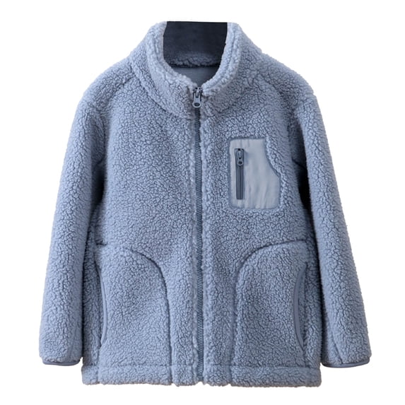Kiijoy Big Girls Fleece Warm Zip Up Jacket Thickened Windproof Soft Coat Outerwear
