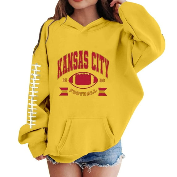 Kiijoy Big Girls Football Graphic Hoodie Fashion Sports Pullover Hooded Sweatshirt