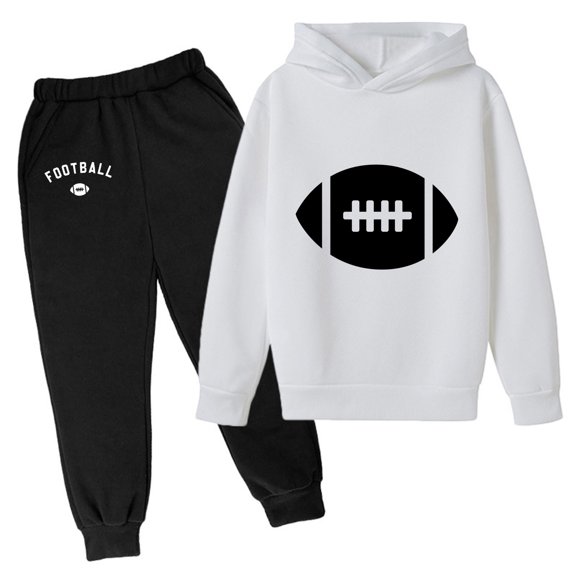 Kiijoy Big Girls Football Sweatsuit Sports Hooded Sweatshirt and Sweatpants Hoodie Set