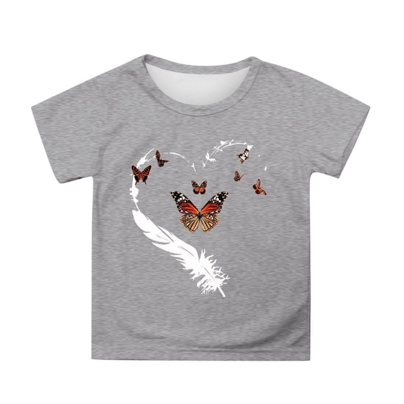 Kiijoy Big Girls Graphic T-Shirt Short Sleeve Crew Neck T Shirt for Kids, Sizes 10-11