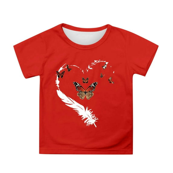 Kiijoy Big Girls Graphic T-Shirt Short Sleeve Crew Neck T Shirt for Kids, Sizes 8-9