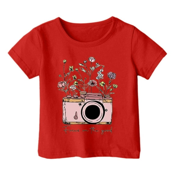Kiijoy Big Girls Graphic T-Shirt Short Sleeve Crewneck T Shirt Kids Active Tee Shirt