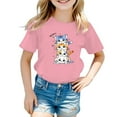 thumbnail image 1 of Kiijoy Big Girls Graphic Tee Cute Cat Print Short Sleeve T Shirt Cotton Casual T-Shirt, 1 of 4