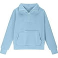 thumbnail image 1 of Kiijoy Big Girls Half Zip Sweatshirt Solid Casual Stand-Up Collar Pullover, Sizes 9-10, 1 of 3