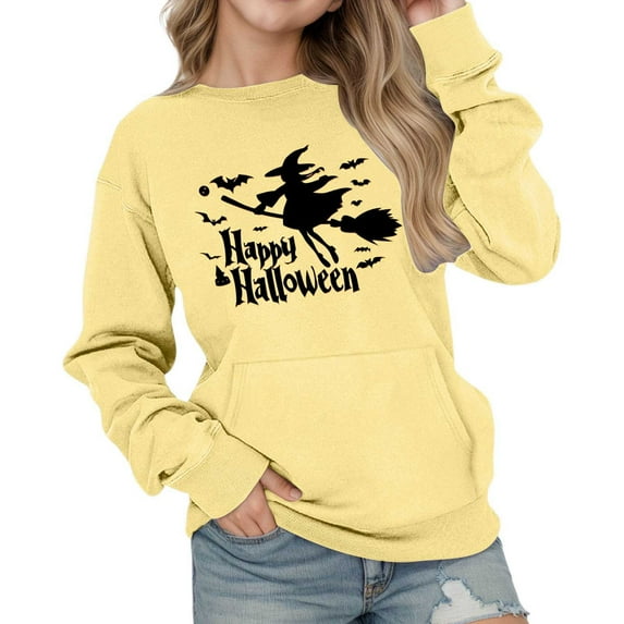 Kiijoy Big Girls Halloween Graphic Sweatshirt Soft Long Sleeve Pullovers, Sizes 7-8