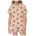 thumbnail image 1 of Kiijoy Big Girls Halloween Pajama Set Short Sleeve Button Down Top Shorts, Sizes 12-13, 1 of 4