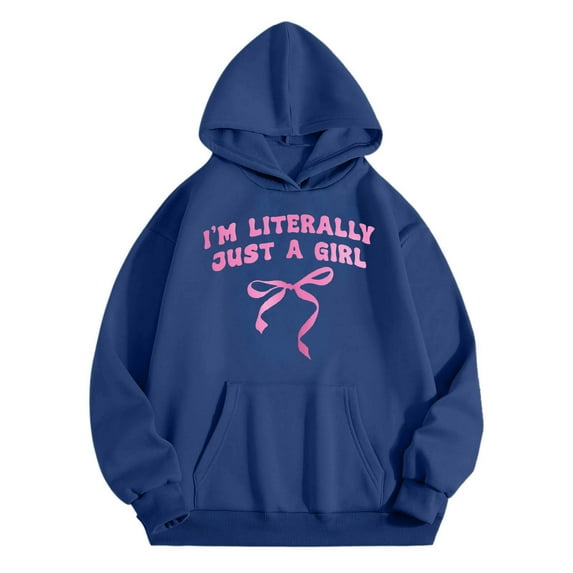 Kiijoy Big Girls Hoodie Letter Bow Print Hooded Sweatshirt Casual Active Pullover Hoody