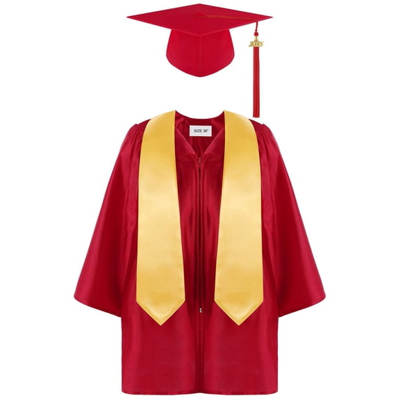 Kiijoy Big Girls Kindergarten Graduation Shawl Gown with Tassel Hat Set, Sizes 11-14