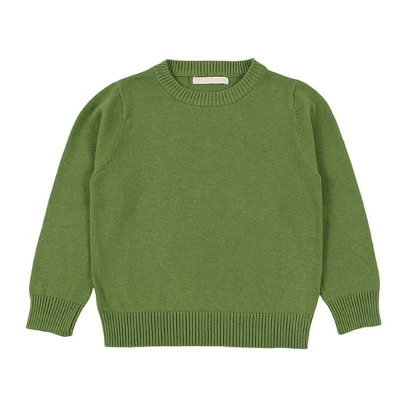 Kiijoy Big Girls Knit Short Sweater Solid Color Crew Neck Pullover Top, Sizes 7-8