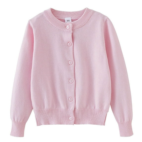 Kiijoy Big Girls Knitted Cardigan Sweater Unisex Button Front Outerwear, Sizes 7-8
