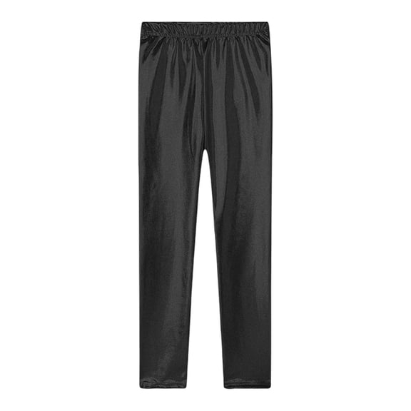 Kiijoy Big Girls Metallic Leggings Stage Performance Stretch Pants, Sizes 7-8