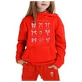 thumbnail image 1 of Kiijoy Big Girls Outfit Sets Bow Print Hoodie and Joggers Active Sweatsuit, Sizes 10-11, 1 of 3