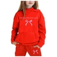 thumbnail image 1 of Kiijoy Big Girls Outfits Bow Letter Print Pullover Hoodie Jogger Pants Set, Sizes 12-13, 1 of 3