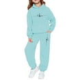 thumbnail image 1 of Kiijoy Big Girls Outfits Tracksuit Paris Print Hoodie Sweatpants Set, Sizes 8-9, 1 of 4