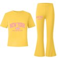 thumbnail image 1 of Kiijoy Big Girls Outfits New York Print Short Sleeve T Shirt Flared Pants Set, Sizes 10-11, 1 of 3