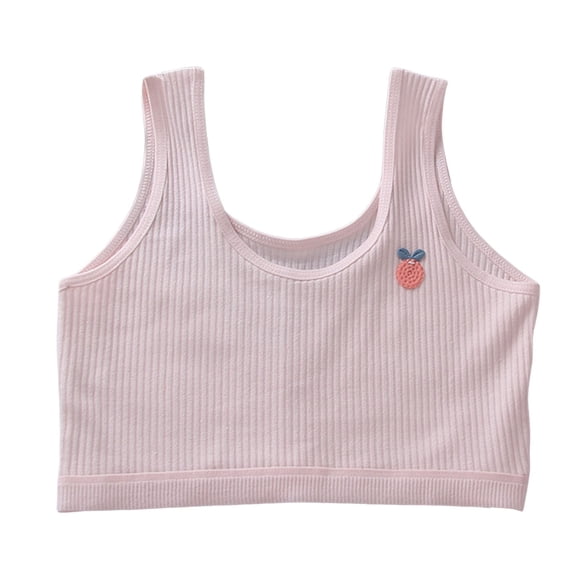 Kiijoy Big Girls Pull Over Sports Bra Ribbed Wireless Bralette Underwear, Sizes 9-13