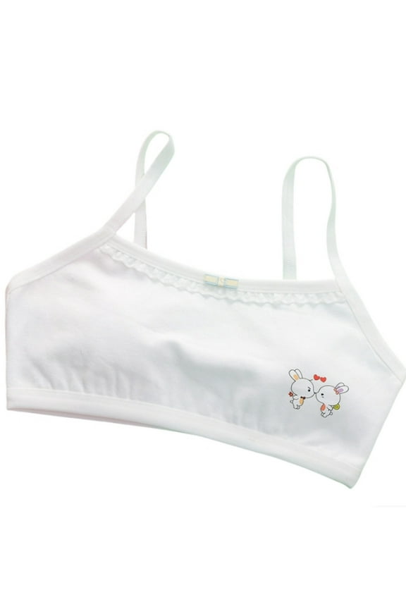 Big Girls Pull Over T-Shirt Bra Lace Cartoon Print Wireless Bra, Sizes 9-13