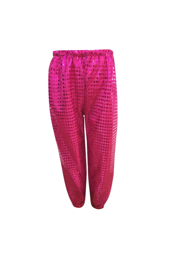 Big Girls Sequins Dance Pants Loose Jazz Hip Hop Party Trousers, Sizes 7-8
