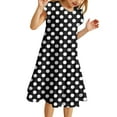 thumbnail image 1 of Kiijoy Big Girls Summer Polka Dots Short Sleeve Dress Relaxed Fit Casual A-Line Dress, 1 of 3
