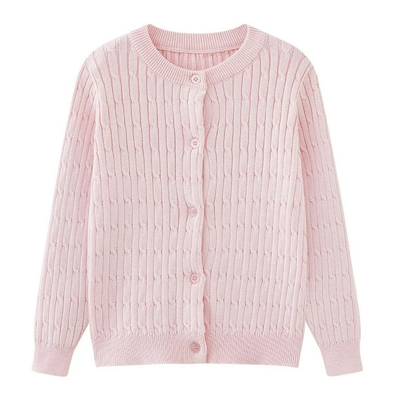 Kiijoy Big Girls Sweater Soft Button Front Knitted Cardigan Knitwear Coat, Sizes 9-10