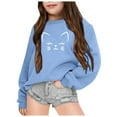 thumbnail image 1 of Kiijoy Big Girls Sweatshirt Cartoon Cat Print Crewneck Pullover Sweatshirts, Sizes 8-9, 1 of 3