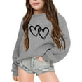 thumbnail image 1 of Kiijoy Big Girls Sweatshirt Heart Print Casual Long Sleeve Pullover Top, Sizes 9-10, 1 of 5