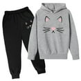 thumbnail image 1 of Kiijoy Big Girls Sweatsuit Cute Cat Print Hoodie Sweatpants Casual Outfits, Sizes 7-8, 1 of 2
