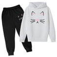 thumbnail image 1 of Kiijoy Big Girls Sweatsuit Cute Cat Print Hoodie Sweatpants Casual Outfits, Sizes 9-10, 1 of 2