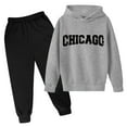 thumbnail image 1 of Kiijoy Big Girls Sweatsuits Chicago Print Hoodie Sweatpants Outfits Set, Sizes 7-8, 1 of 2