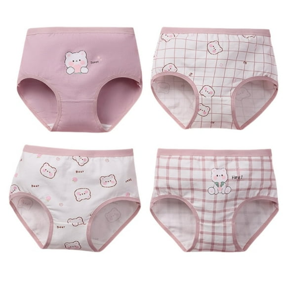Kiijoy Big Girls Tagless Soft Cotton Briefs Breathable Underwear Panties, 4 Pack, Sizes 7-8