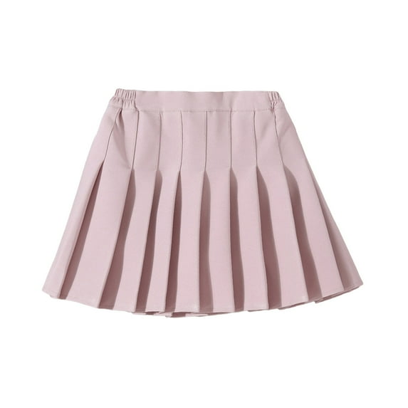 Kiijoy Big Girls Tennis Skirt with Built-In Shorts School Uniform Solid Pleated Skirt