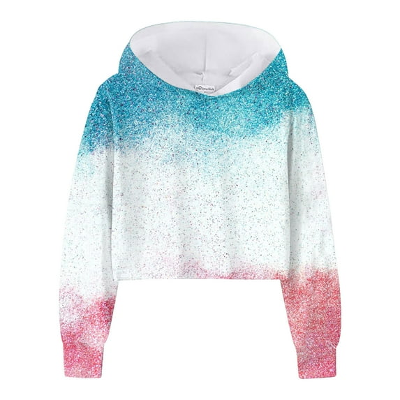 Kiijoy Big Girls Tie Dyed Short Hoodie Active Lightweight Hooded Sweatshirt, Sizes 10-12