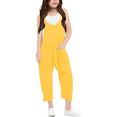 thumbnail image 1 of Kiijoy Big Girls V Neck Suspender Romper Solid Loose Casual Overalls Strap Jumpsuit, 1 of 5