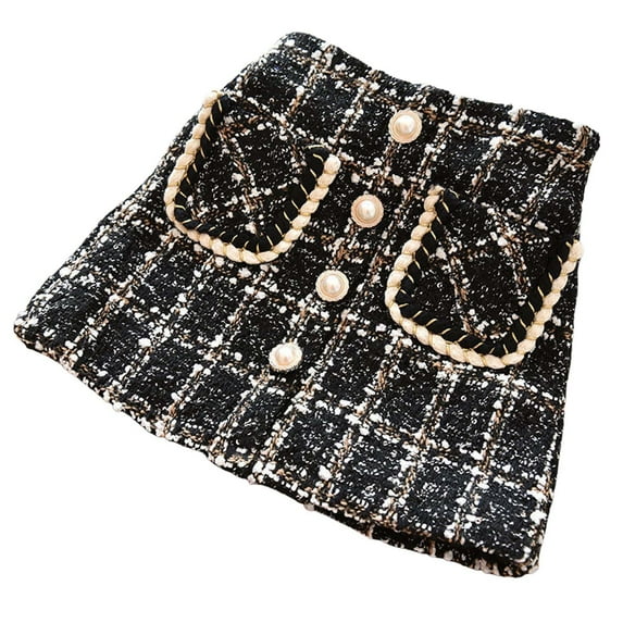 Kiijoy Big Girls Winter Plaid Skirt Fleece Lined Thickened Elegant Party A Line Skirt